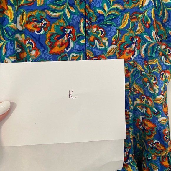 City Studio LIKE NEW tropical blue print floral tiered ruffle skirt mini dress - Picture 10 of 10